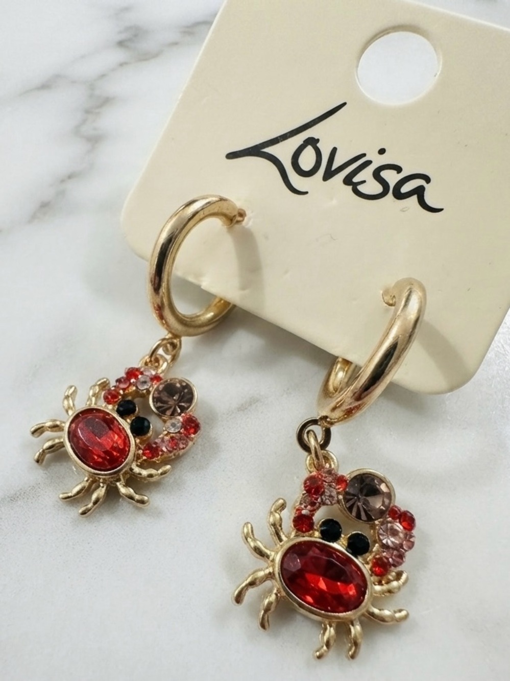LOVISA Gold Diamante Mini Crab Drop Earrings